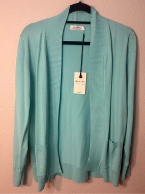danibe Aqua Open Front Cardigan